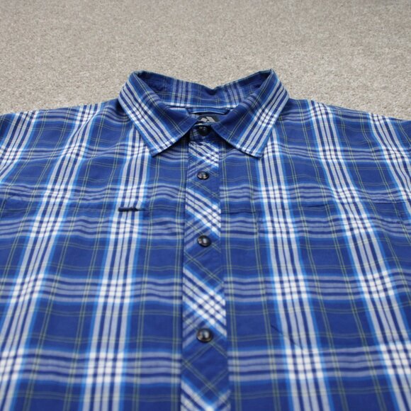 Eddie Bauer First Ascent Shirt Mens Large Tall Blue/White Poly/Rayon L/S Button - Picture 3 of 16